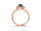 Rose gold Fancy Black Oval Cut Diamond Double Halo Ring with Split Shank and Four-Prong Setting_3