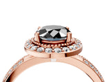 Rose gold Fancy Black Oval Cut Diamond Double Halo Ring with Split Shank and Four-Prong Setting_4
