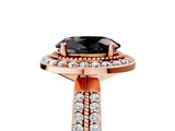 Rose gold Fancy Black Oval Cut Diamond Double Halo Ring with Split Shank and Four-Prong Setting_5