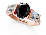 Rose gold Fancy Black Oval Cut Diamond Engagement Ring with Baguette Side Stones and Channel Set Band_13