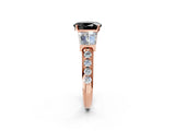 Rose gold Fancy Black Oval Cut Diamond Engagement Ring with Baguette Side Stones and Channel Set Band_14