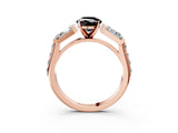 Rose gold Fancy Black Oval Cut Diamond Engagement Ring with Baguette Side Stones and Channel Set Band_15