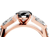 Rose gold Fancy Black Oval Cut Diamond Engagement Ring with Baguette Side Stones and Channel Set Band_16