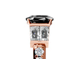 Rose gold Fancy Black Oval Cut Diamond Engagement Ring with Baguette Side Stones and Channel Set Band_17