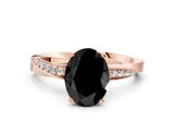 Rose gold Fancy Black Oval Cut Diamond Engagement Ring with Side Stone Accents and Four-Prong Setting_12