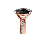 Rose gold Fancy Black Oval Cut Diamond Engagement Ring with Side Stone Accents and Four-Prong Setting_17
