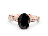 Rose gold Fancy Black Oval Cut Diamond Engagement Ring with Side Stone Accents and Four-Prong Setting_60