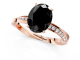 Rose gold Fancy Black Oval Cut Diamond Engagement Ring with Side Stone Accents and Four-Prong Setting_61