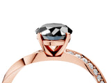 Rose gold Fancy Black Oval Cut Diamond Engagement Ring with Side Stone Accents and Four-Prong Setting_64