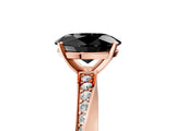 Rose gold Fancy Black Oval Cut Diamond Engagement Ring with Side Stone Accents and Four-Prong Setting_65
