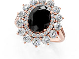 Rose gold Fancy Black Oval Cut Diamond Floral Double Halo Engagement Ring with Prong Setting_26