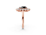 Rose gold Fancy Black Oval Cut Diamond Floral Double Halo Engagement Ring with Prong Setting_27