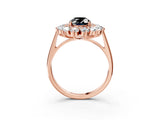 Rose gold Fancy Black Oval Cut Diamond Floral Double Halo Engagement Ring with Prong Setting_28