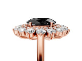 Rose gold Fancy Black Oval Cut Diamond Floral Double Halo Engagement Ring with Prong Setting_30