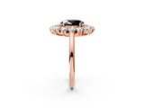 Rose gold Fancy Black Oval Cut Diamond Floral Double Halo Engagement Ring with Prong Setting_75