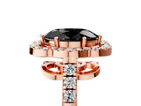 Rose gold Fancy Black Oval Cut Diamond Floral Halo Split Shank Prong Setting Ring_5