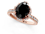 Rose gold Fancy Black Oval Cut Diamond Halo Pave Band with Four-Prong Setting_4