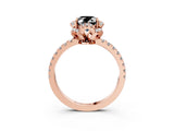 Rose gold Fancy Black Oval Cut Diamond Halo Pave Band with Four-Prong Setting_6