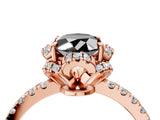 Rose gold Fancy Black Oval Cut Diamond Halo Pave Band with Four-Prong Setting_7