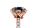 Rose gold Fancy Black Oval Cut Diamond Halo Pave Band with Four-Prong Setting_8