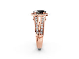 Rose gold Fancy Black Oval Cut Diamond Halo Ring with Split Shank Pavé Band and Four-Prong Setting_2