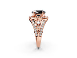 Rose gold Fancy Black Oval Cut Diamond Halo Ring with Split Shank and Bezel Accents and Four-Prong Setting_2