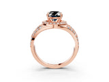 Rose gold Fancy Black Oval Cut Diamond Halo Ring with Split Shank and Bezel Accents and Four-Prong Setting_3
