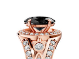 Rose gold Fancy Black Oval Cut Diamond Halo Ring with Split Shank and Bezel Accents and Four-Prong Setting_5