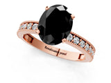 Rose gold Fancy Black Oval Cut Diamond Milgrain Pavé Engagement Ring with Four-Prong Setting_1