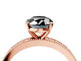 Rose gold Fancy Black Oval Cut Diamond Milgrain Pavé Engagement Ring with Four-Prong Setting_4