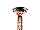Rose gold Fancy Black Oval Cut Diamond Milgrain Pavé Engagement Ring with Four-Prong Setting_5