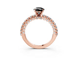Rose gold Fancy Black Oval Cut Diamond Pavé Band Solitaire Ring with Prong Setting_15