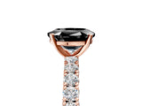 Rose gold Fancy Black Oval Cut Diamond Pavé Band Solitaire Ring with Prong Setting_17