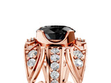 Rose gold Fancy Black Oval Cut Diamond Pave Art Deco Split Shank Ring with Four-Prong Setting_5