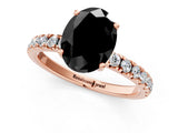 Rose gold Fancy Black Oval Cut Diamond Pave Band Solitaire Ring with Four-Prong Setting_13