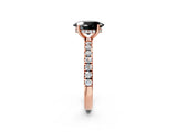 Rose gold Fancy Black Oval Cut Diamond Pave Band Solitaire Ring with Four-Prong Setting_14