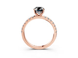 Rose gold Fancy Black Oval Cut Diamond Pave Band Solitaire Ring with Four-Prong Setting_15