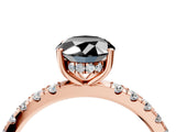 Rose gold Fancy Black Oval Cut Diamond Pave Band Solitaire Ring with Four-Prong Setting_16