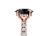 Rose gold Fancy Black Oval Cut Diamond Pave Band Solitaire Ring with Four-Prong Setting_17