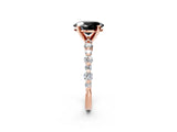 Rose gold Fancy Black Oval Cut Diamond Prong Set Engagement Ring with Pave Band_2