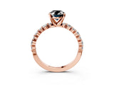 Rose gold Fancy Black Oval Cut Diamond Prong Set Engagement Ring with Pave Band_3