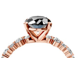Rose gold Fancy Black Oval Cut Diamond Prong Set Engagement Ring with Pave Band_4