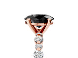 Rose gold Fancy Black Oval Cut Diamond Prong Set Engagement Ring with Pave Band_5