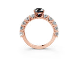 Rose gold Fancy Black Oval Cut Diamond Prong Setting with Side Stones on a Pave Band_3