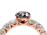 Rose gold Fancy Black Oval Cut Diamond Prong Setting with Side Stones on a Pave Band_4