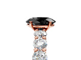 Rose gold Fancy Black Oval Cut Diamond Prong Setting with Side Stones on a Pave Band_5