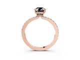Rose gold Fancy Black Oval Cut Diamond Ring with Pavé Band and Four-Prong Setting_3