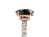 Rose gold Fancy Black Oval Cut Diamond Ring with Pavé Band and Four-Prong Setting_5