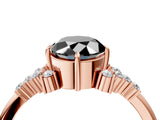 Rose gold Fancy Black Oval Cut Diamond Ring with Side Stones and Four-Prong Setting_16