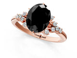 Rose gold Fancy Black Oval Cut Diamond Ring with Side Stones and Four-Prong Setting_61